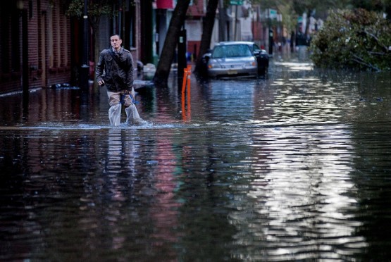Flooding in Hoboken, NJ, during Superstorm Sandy CREDIT: AP