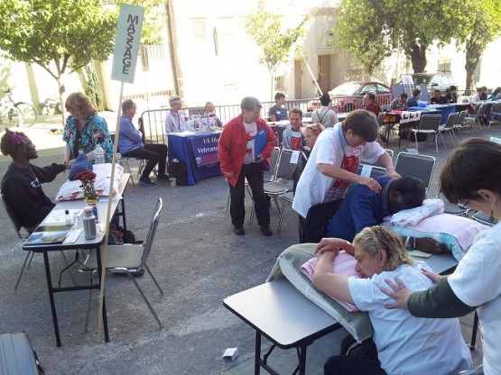 Guests enjoying a massage.