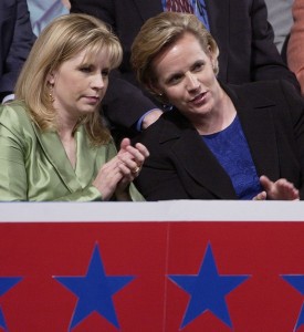 Liz and Mary Cheney at the 2004 Republican National Convention. CREDIT: AP/Charlie Neibergall