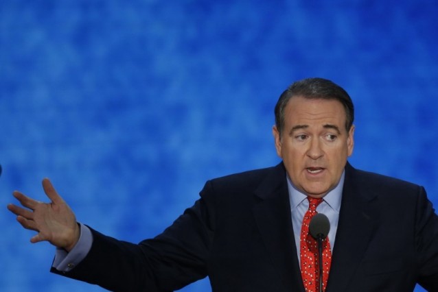 Former Arkansas Governor Mike Huckabee, a Republican who is considering a run for president in 2016. CREDIT: AP