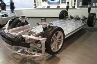 The battery pack in a Tesla Model S. CREDIT: sustainability.water.ca.gov