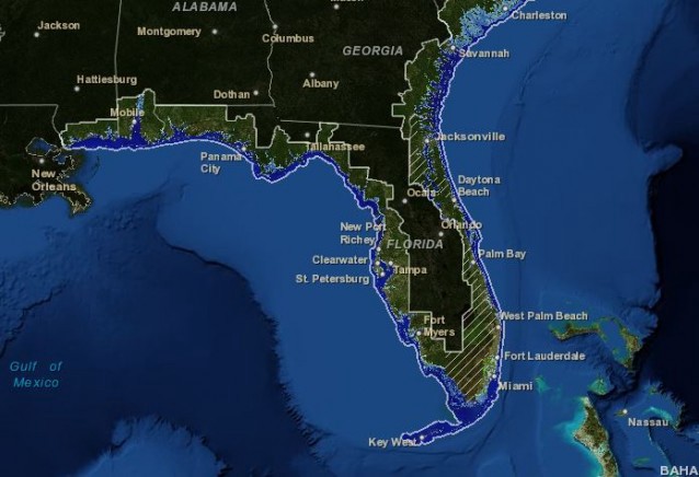 Projections for Florida under 3 feet of sea level rise. CREDIT: NOAA