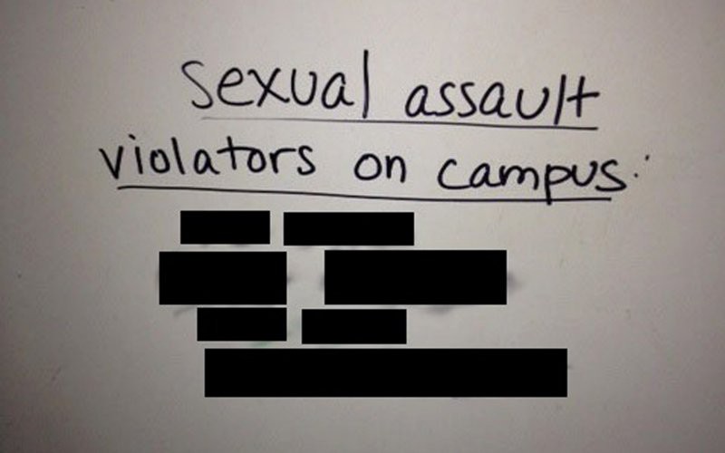 The “rapist list” being scrawled on campus bathrooms CREDIT: COLUMBIA SPECTATOR