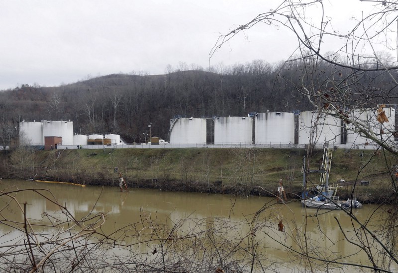 The Freedom Industries site in West Virginia, which released 10,000 gallons of chemicals into a drinking water supply, is seen in this Jan. 13, 2014, photo. CREDIT: AP PHOTO/STEVE HELBER