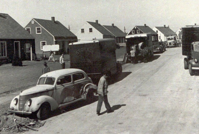 Small town living: New residents move into their Levitt homes in Levittown, N.Y. in early October, 1947. The town on New York’s Long Island was America’s first mass-produced suburb. (Caption via AP) CREDIT: AP Photo/Levittown Public Library
