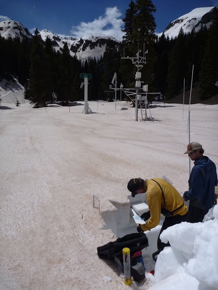 Researchers studying dust layers in Colorado. CREDIT: Jeffrey Deems