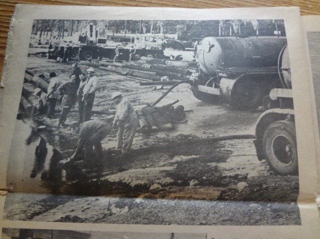 A news clipping of the cleanup effort after the 1969 oil spill in Santa Barbara. CREDIT: Ari Phillips