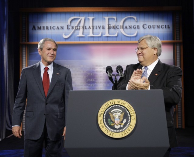 President Bush spoke at a 2007 American Legislative Exchange Council meeting in Philadelphia in 2007. CREDIT: AP/Pablo Martinez Monsivais
