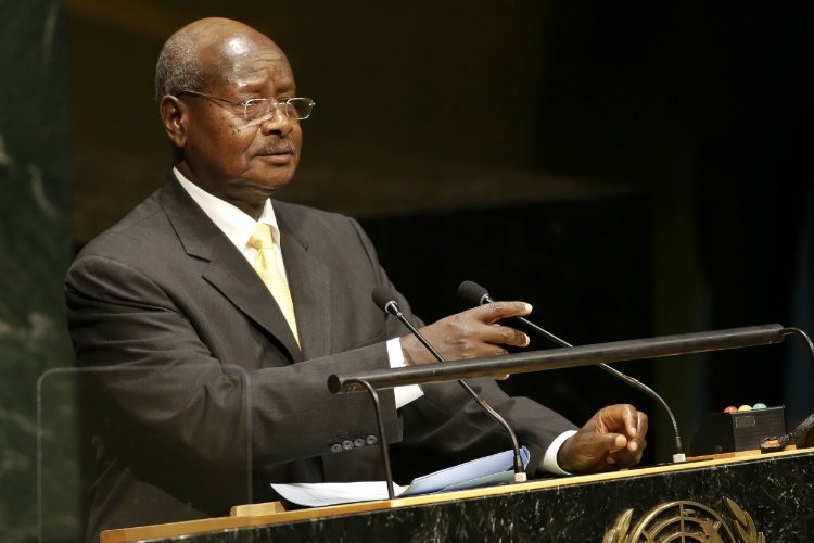 Ugandan President Yoweri Museveni speaking at the United Nations General Assembly last month. CREDIT: AP PHOTO/SETH WENIG