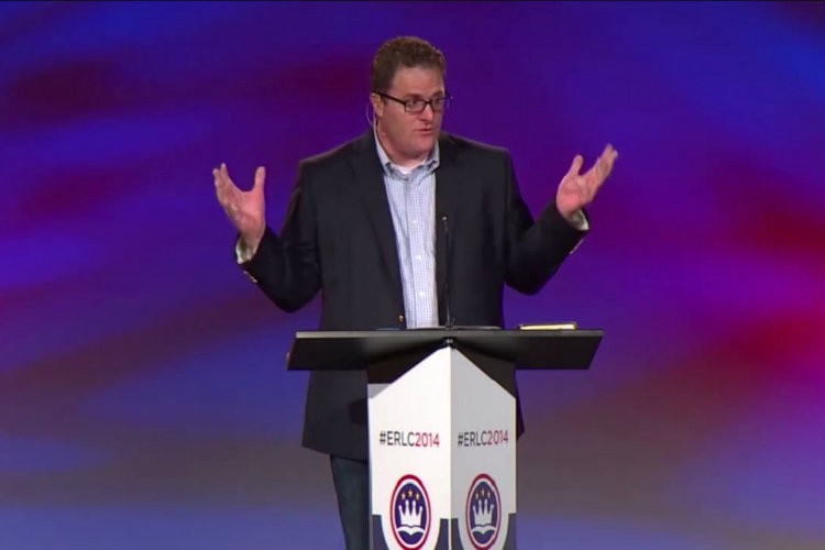 Denny Burk rejecting transgender identities at #ERLC2014. CREDIT: YOUTUBE/ERLC