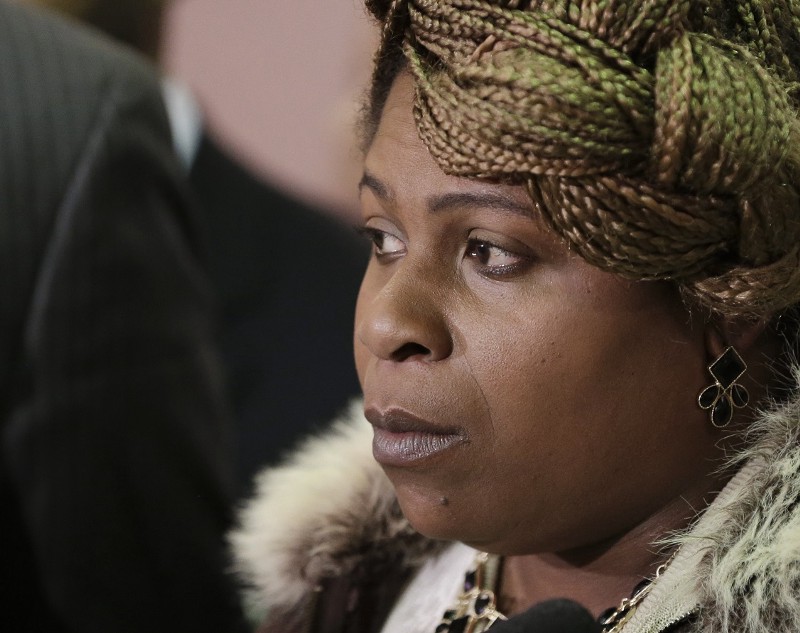Samaria Rice, the mother of Tamir Rice, a 12-year-old boy fatally shot by a Cleveland police officer, speaks during a news conference Dec. 8. CREDIT: AP PHOTO/TONY DEJAK