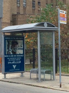 Volunteers of America advertises its housing services across the city. CREDIT: Kira Lerner