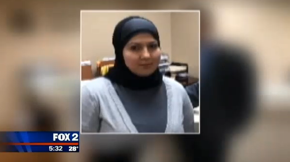 Screen shot of Malak Kazan from Fox 2 news segment