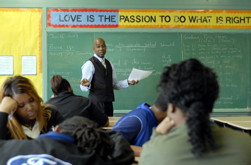 Some critics say new teachers’ exams are filtering out teachers of color at a time when teachers are still overwhelmingly white. CREDIT: AP/CHERYL GERBER
