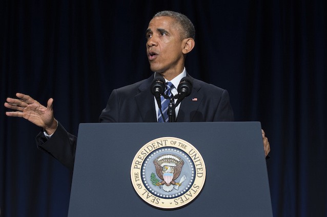 President Barack Obama speaks during the National Prayer Breakfast. CREDIT: AP