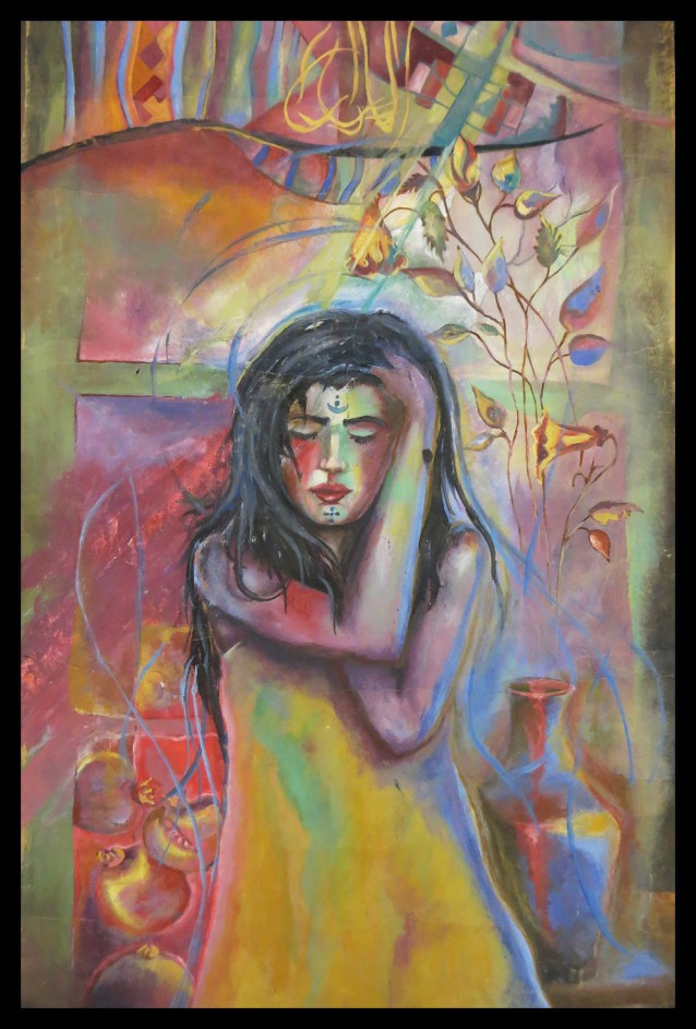 Painting by Syrian artist Mohammed Amari. CREDIT: Photo by Beenish Ahmed, Edited by Dylan Petrohilos/ThinkProgress