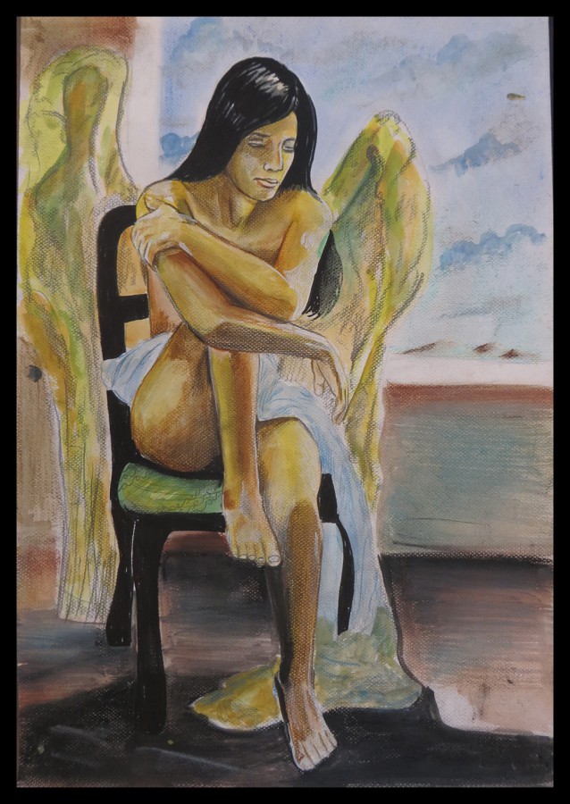 Painting by Syrian artist Iyad Sabagh. CREDIT: Photo by Beenish Ahmed, Edited by Dylan Petrohilos/ThinkProgress