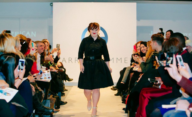Actress Jamie Brewer walks in the Carrie Hammer show at New York Fashion Week. CREDIT: TANYA MALOTT