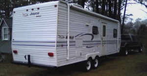 The trailer Joyce Uglow lived in for two years. CREDIT: Joyce Uglow