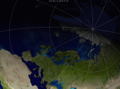 Animation solar eclipse of March 20, 2015. CREDIT: NASA
