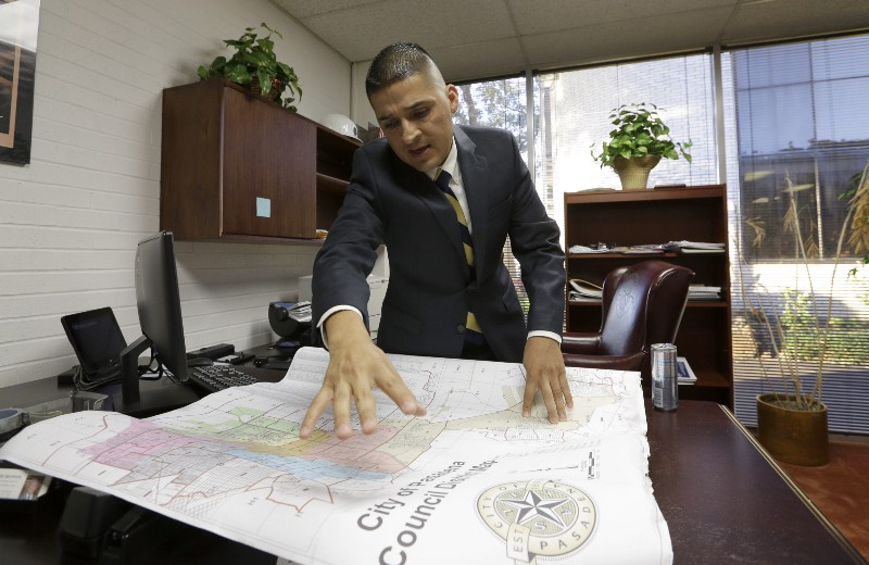Pasadena City Councilman Ornaldo Ybarra talks about the district lines in his community in Pasadena, Texas. Pasadena is preparing to change the makeup of its city council in a way that city fathers hope fosters new development, but that some Hispanics allege dilutes their influence. CREDIT: AP PHOTO/DAVID J. PHILLIP