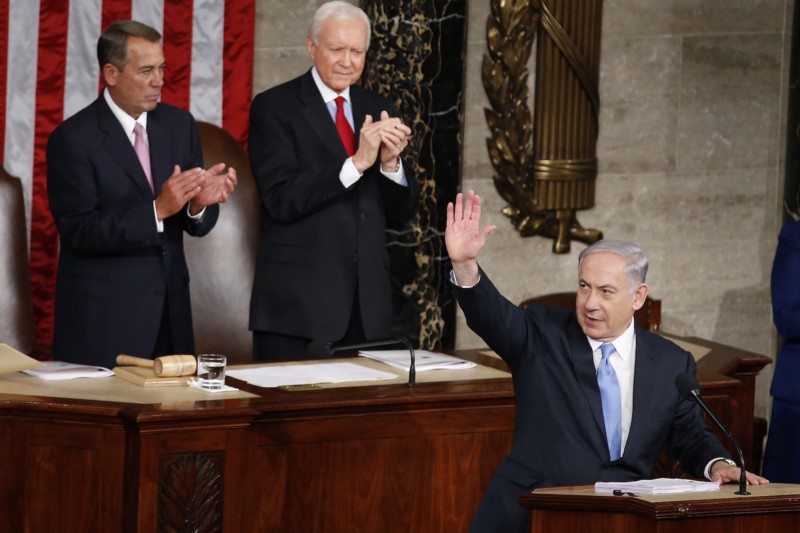 Israeli Prime Minister Benjamin Netanyahu addresses a joint session of Congress on March 3, 2015. CREDIT: AP