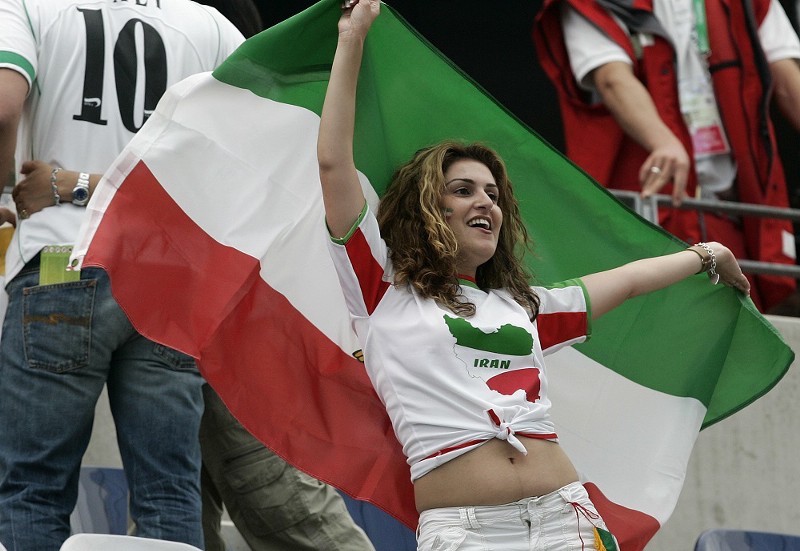 An Iranian fan at the 2006 World Cup in Germany. CREDIT: (AP PHOTO/DARCO VOJINOVIC)