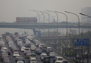 Heavy traffic outside of Beijing CREDIT: AP