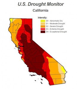 The drought monitor map for the week ending on March 31, 2015, released on April 2. CREDIT: U.S. Drought monitor