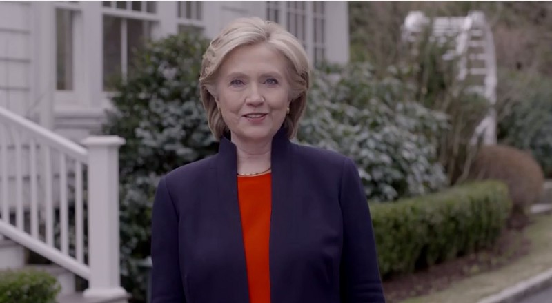 Hillary Clinton announces her presidency. CREDIT: SCREENSHOT