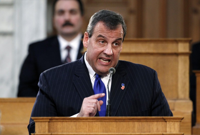 New Jersey Gov. Chris Christie delivers his budget address, Tuesday, Feb. 24, 2015, in Trenton, N.J. CREDIT: AP PHOTO/MEL EVANS