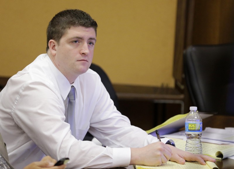 Officer Michael Brelo was acquitted of voluntary manslaughter. CREDIT: AP PHOTO/TONY DEJAK, POOL, FILE
