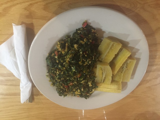Spinach Fish with Boiled Plantain CREDIT: ThinkProgress/Sam P.K. Collins