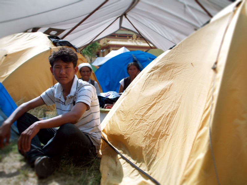 Ngawang Dorjee Tamang sought refuge in a makeshift Kathmandu camp after much of his village was devastated by landslides and avalanches after the April 25 earthquake. CREDIT: KRISTENĀ ZIPPERER