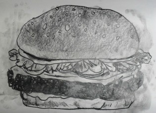 Jason Polan’s cheeseburger drawing. CREDIT: Jason Polan/McSweeney’s