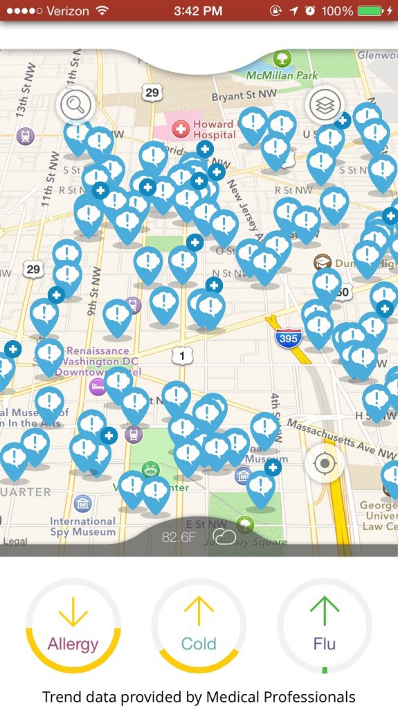 Users can see the details of other reports made in the area by clicking on each pin. CREDIT: Screenshot