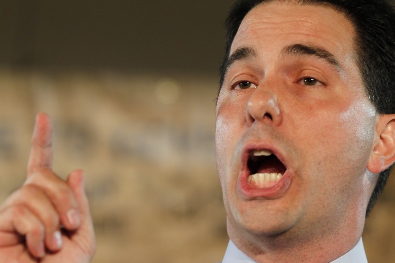 Wisconsin Gov. Scott Walker says his education record speaks for itself. CREDIT: JEFFREY PHELPS/AP
