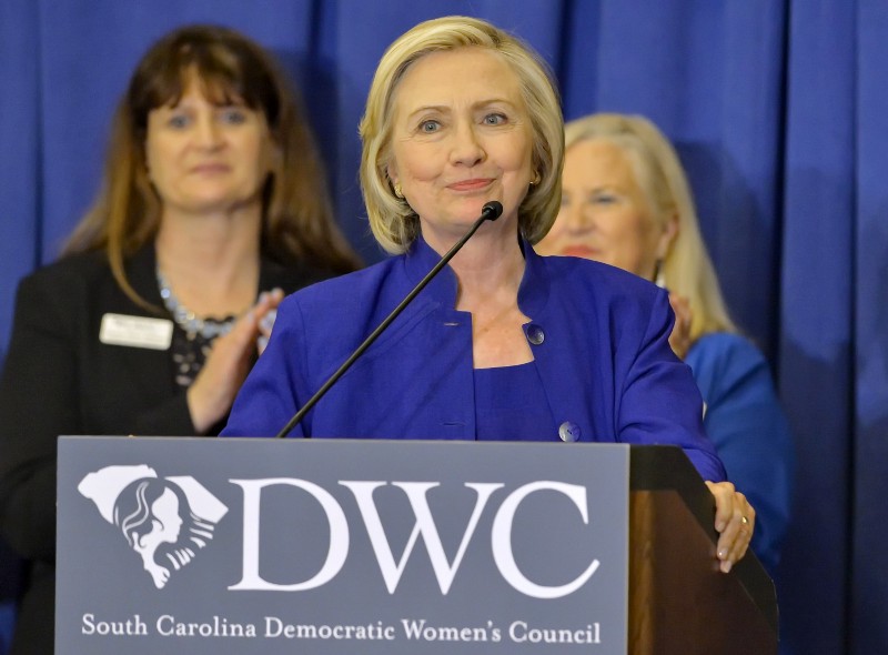 Former Secretary of State Hillary Clinton speaks to South Carolina House Democratic Women’s Caucus and Women’s Council, Wednesday, May 27, 2015, in Columbia, S.C. CREDIT: AP