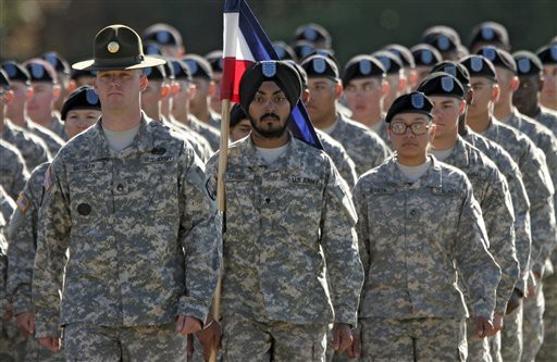 Spc. Lamba, an enlisted Soldier, was the first member of the U.S. military to be granted religious exemption for his Sikh articles of faith since the 1980s. CREDIT: AP