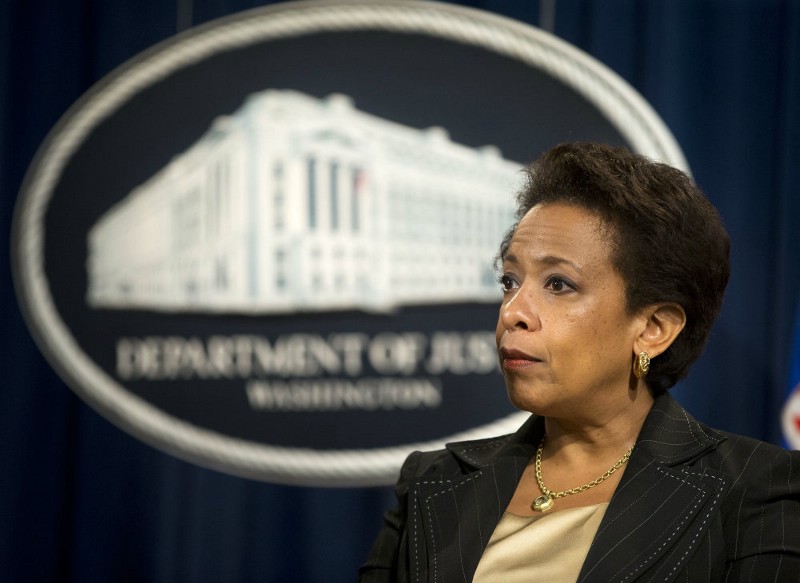 Attorney General Loretta Lynch listens members of the media’s questions on the recent church shooting in Charleston, SC., during a news conference at the Justice Department in Washington, Thursday, June 18, 2015. CREDIT: AP