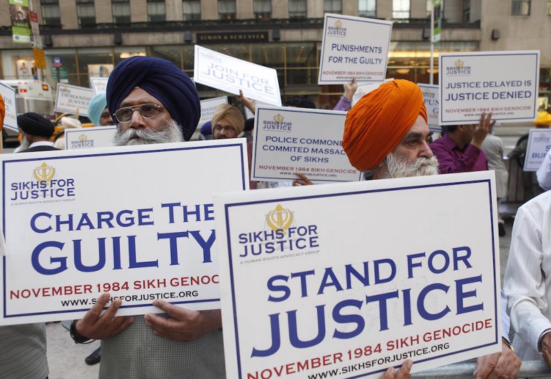 Sikhs affiliated with Sikhs for Justice protest in New York City in 2010. CREDIT: AP