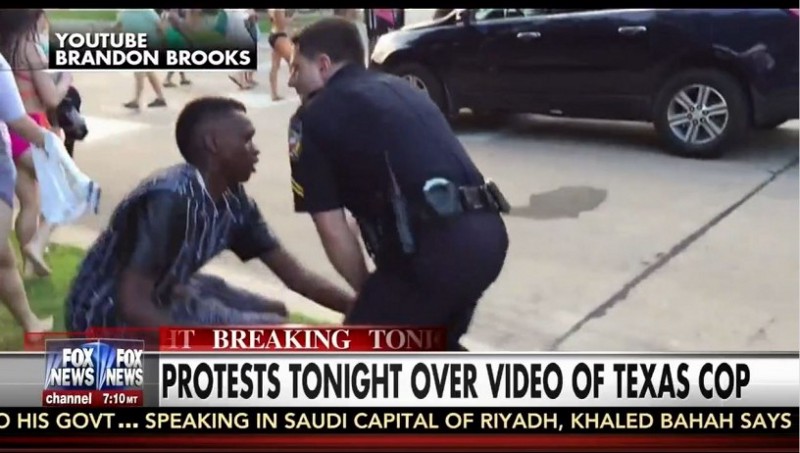 Casebolt pulls a black teenager to the ground. CREDIT: Screenshot/Fox News