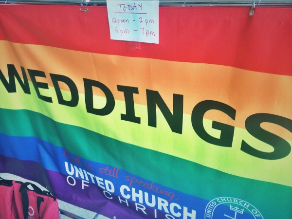 The “wedding booth” at the United Church of Christ annual convention. CREDIT: Jack Davidson