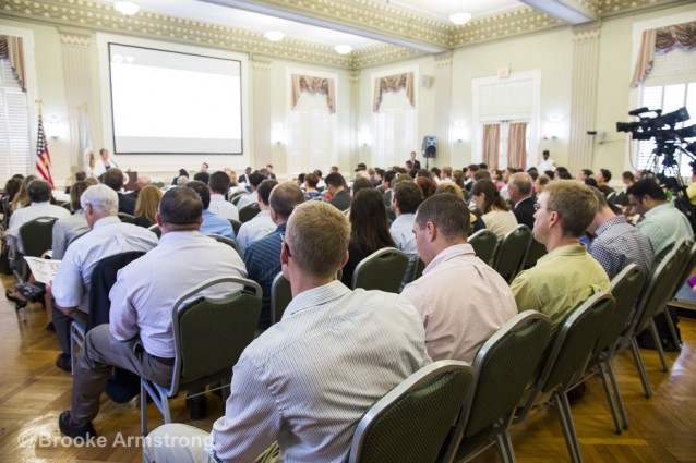 Attendees sit at the listening session for the federal coal program on Wednesday, July 29, 2015. CREDIT: Greenpeace