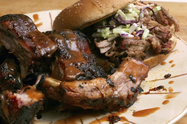 NOTE: Neither of the food products pictured are mustard-based barbecue, and thus inherently inferior versions of pork. CREDIT: AP Photo/Larry Crowe