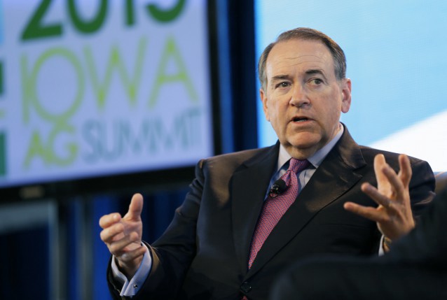 Mike Huckabee speaks during the Iowa Agriculture Summit. CREDIT: AP
