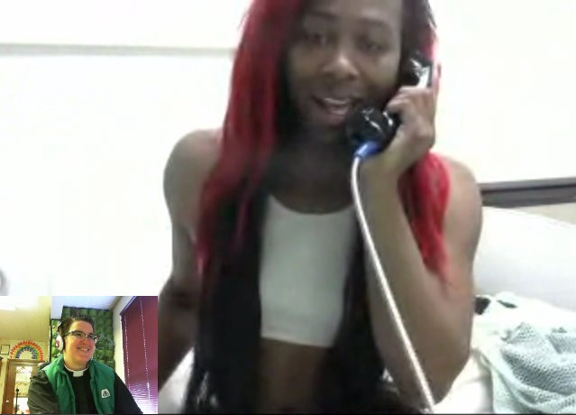 Meagan Taylor speaking from her cell with Pastor Megan Rohrer. CREDIT: THE WELCOME MINISTRY