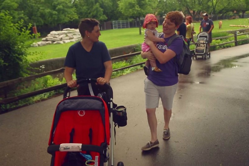 Krista and Jami Contreras of Detroit were refused service by a pediatrician for their six-year-old daughter, Bay. CREDIT: YOUTUBE/LGBT PROGRESS