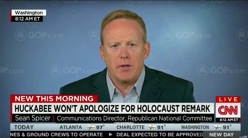 RNC Chief Strategist & Communications Director Sean Spicer on CNN on Tuesday CREDIT: CNN’S NEW DAY