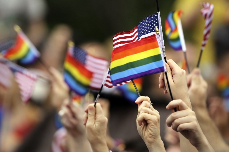 A scene from the National LGBT 50th Anniversary Ceremony, Saturday, July 4, 2015, in front of Independence Hall in Philadelphia. CREDIT: MATT ROURKE, AP